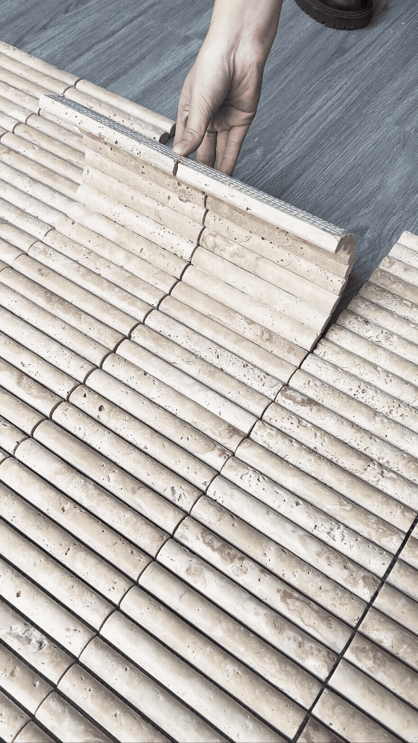 Mesh-backed. Lays like a puzzle.
