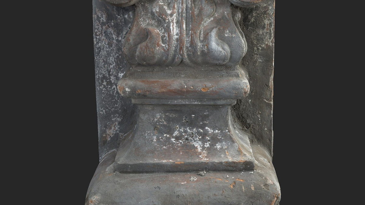 Terracotta architectural ornament with Ionic capital and acanthus leaf