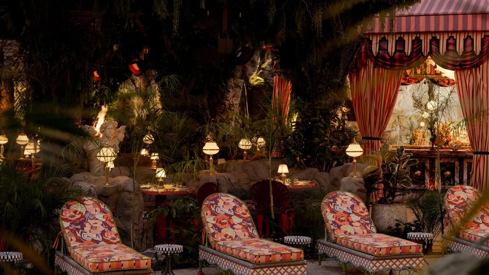 Night Hawk garden and tented lounge at The Baby Grand in Coronado