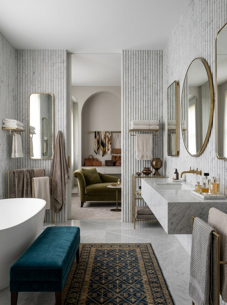 Cloude marble mosaic installation render