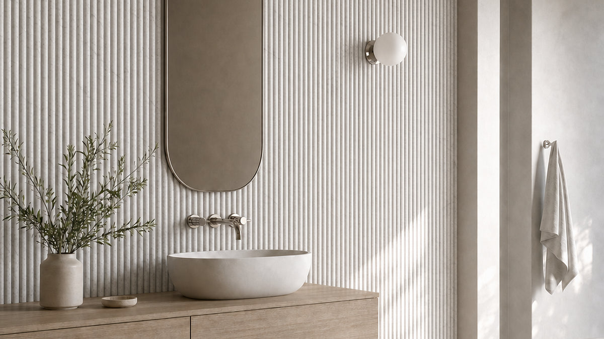 Cloude marble mosaic landscape installation