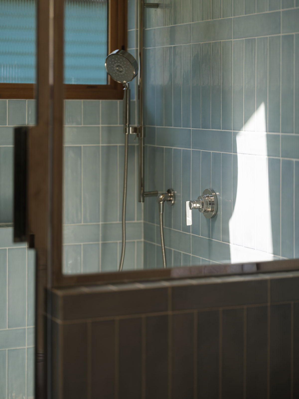 Aerial ceramic tile shower installation detail