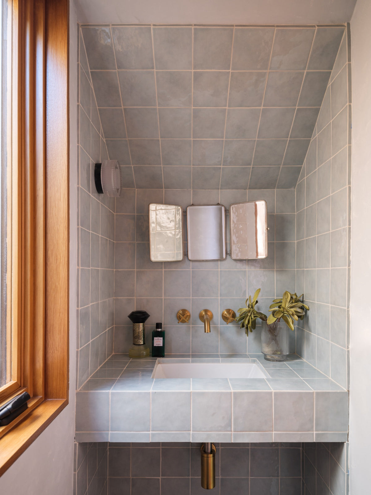 Tides 5x5 ceramic tile bathroom installation