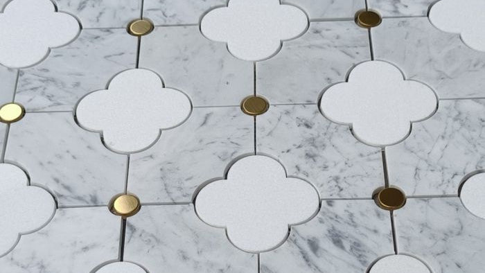 Glaciale Fleur marble mosaic landscape installation