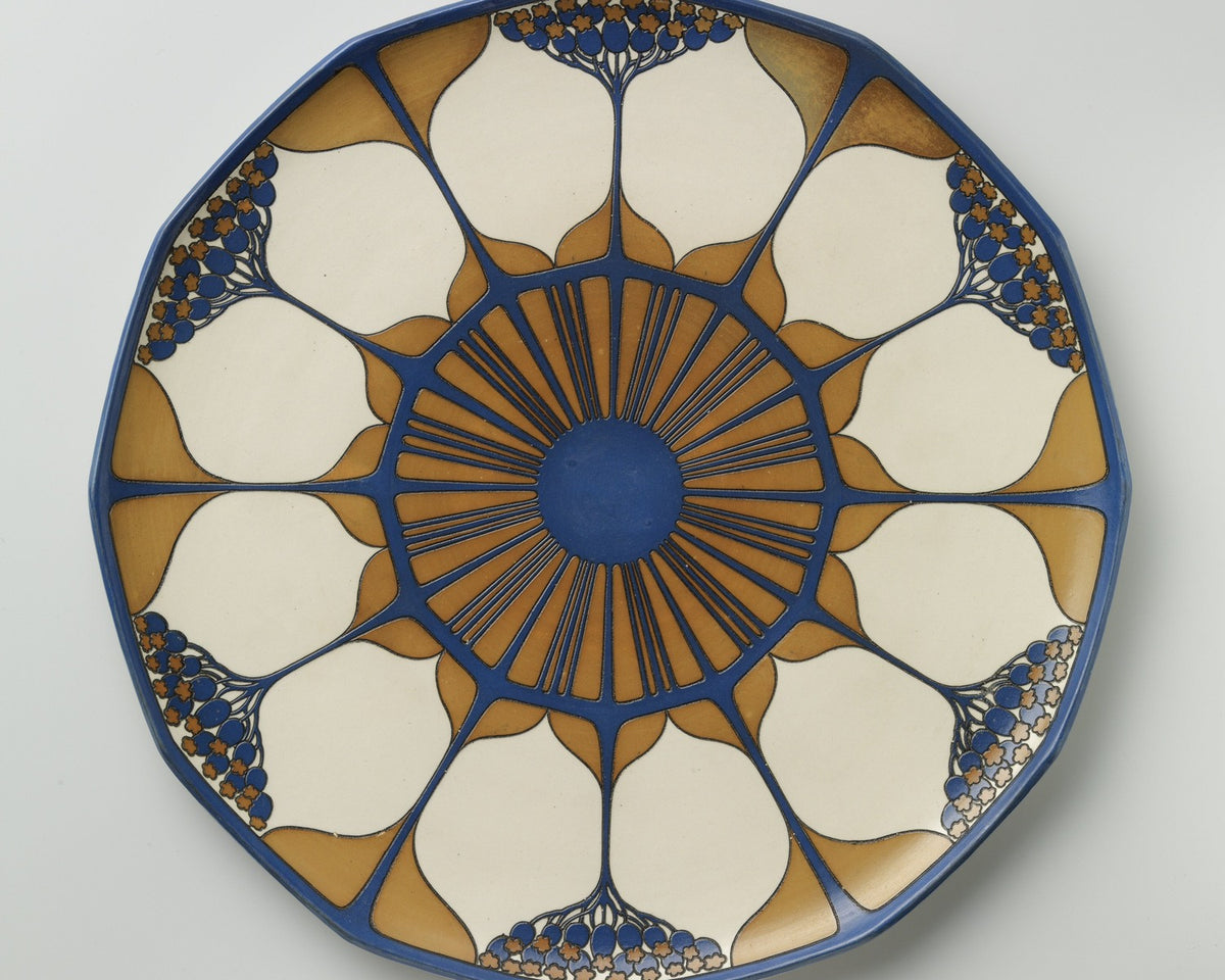 Decorated tray from a Villeroy and Boch Mettlach tea service