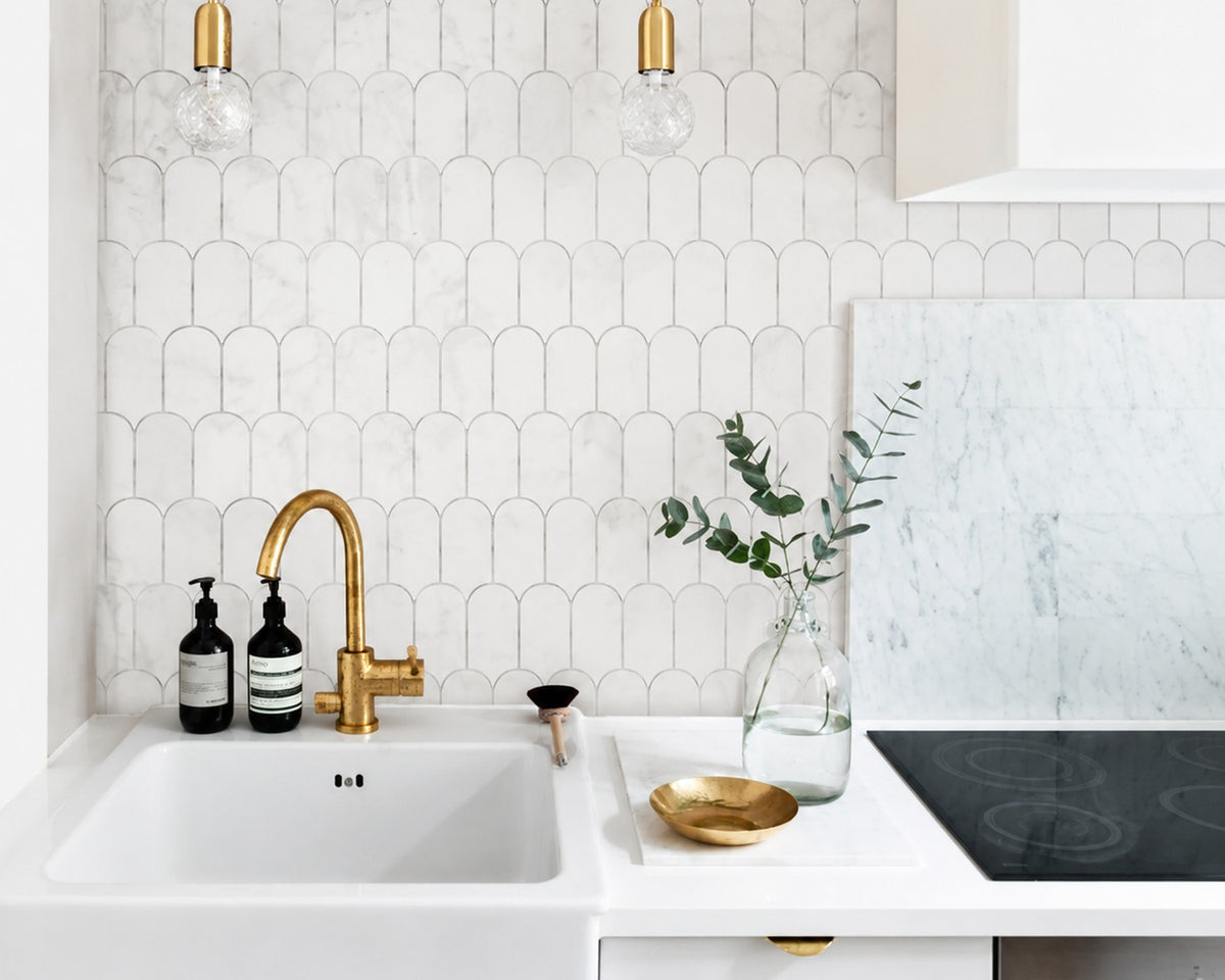 Aurialle marble mosaic used across a designed interior