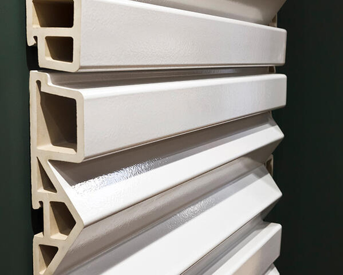 Close view of dimensional ceramic relief profiles at Cersaie 2025