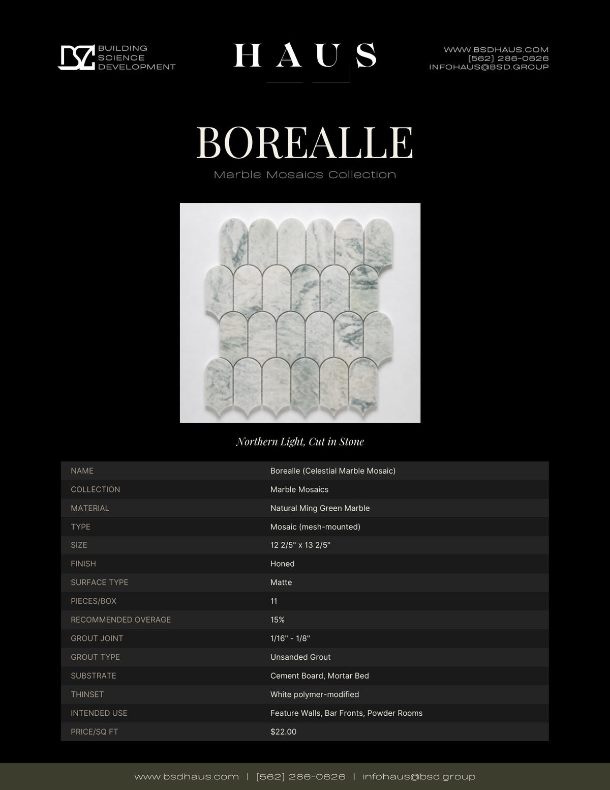Borealle technical spec sheet
