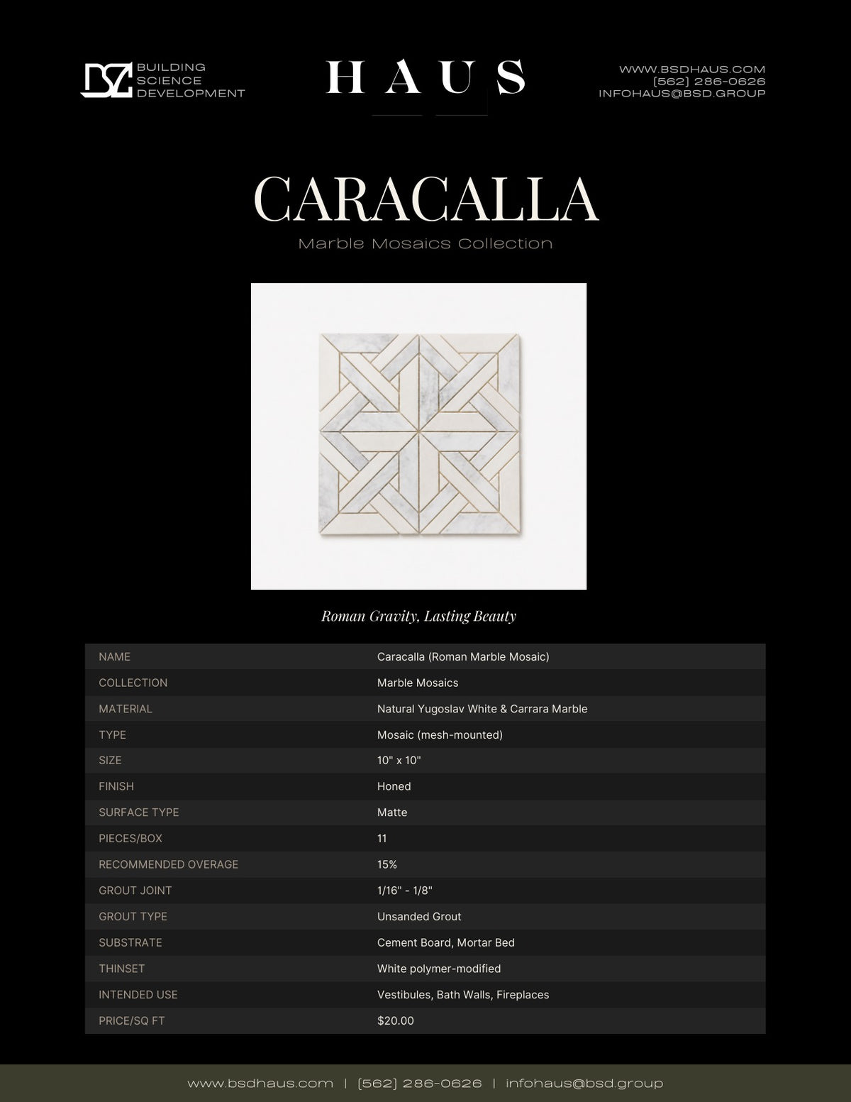 Caracalla technical spec sheet