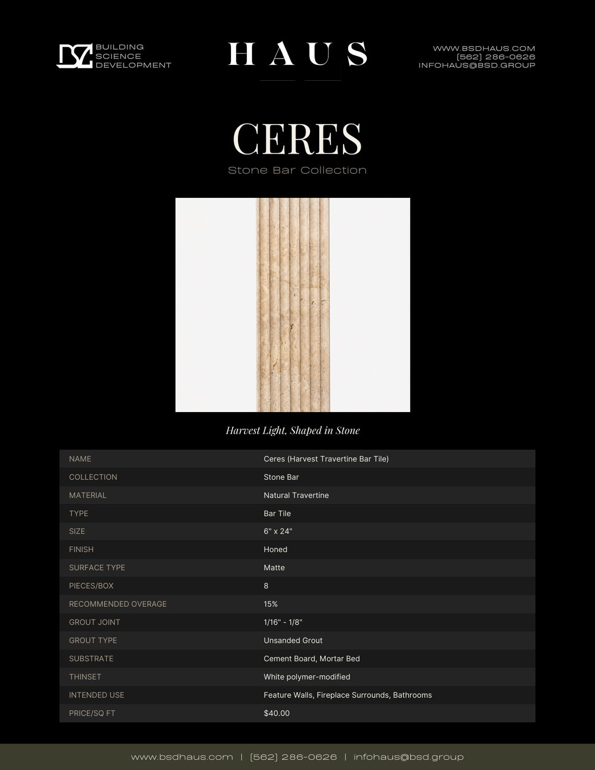 Ceres technical spec sheet