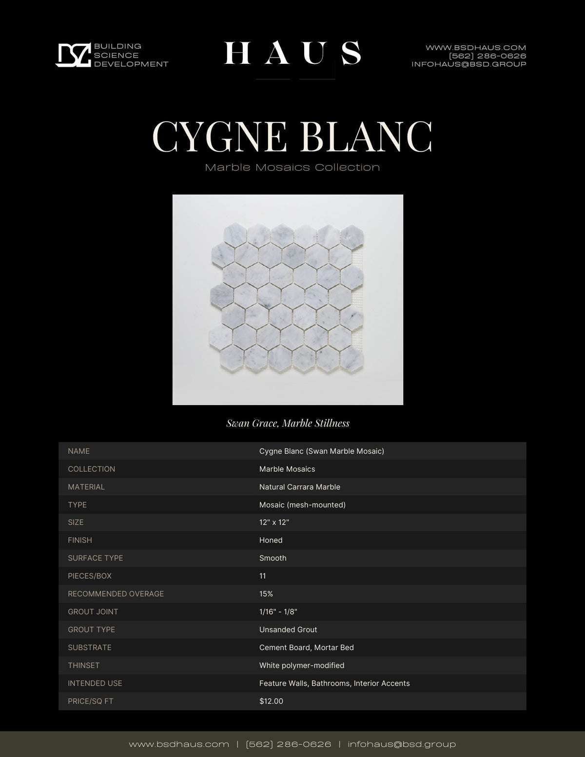 Cygne Blanc technical spec sheet