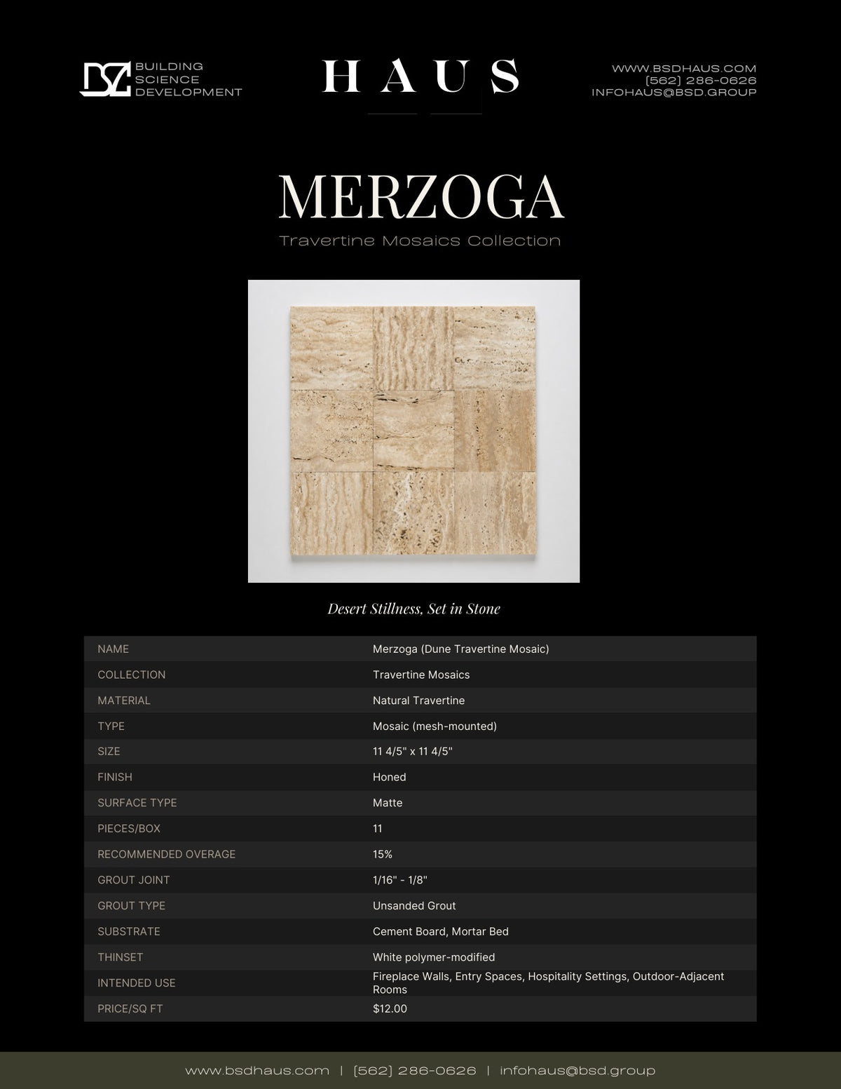 Merzoga technical spec sheet