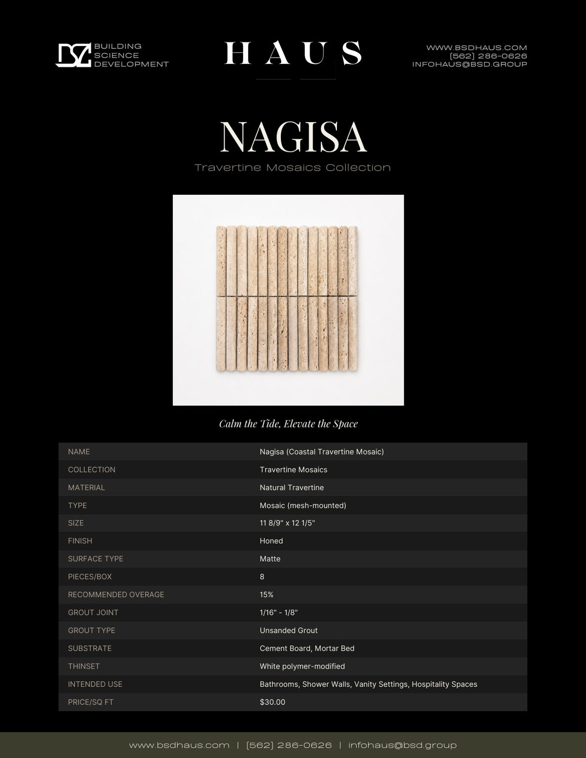 Nagisa technical spec sheet