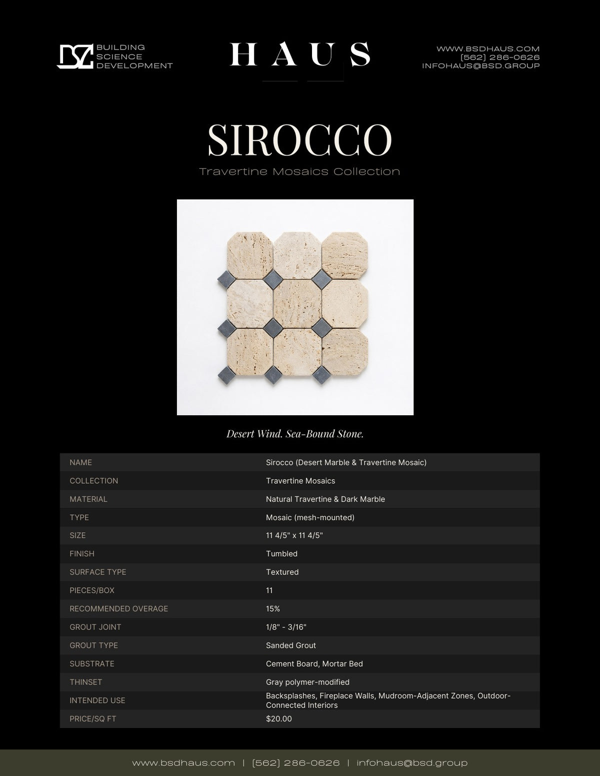 Sirocco technical spec sheet