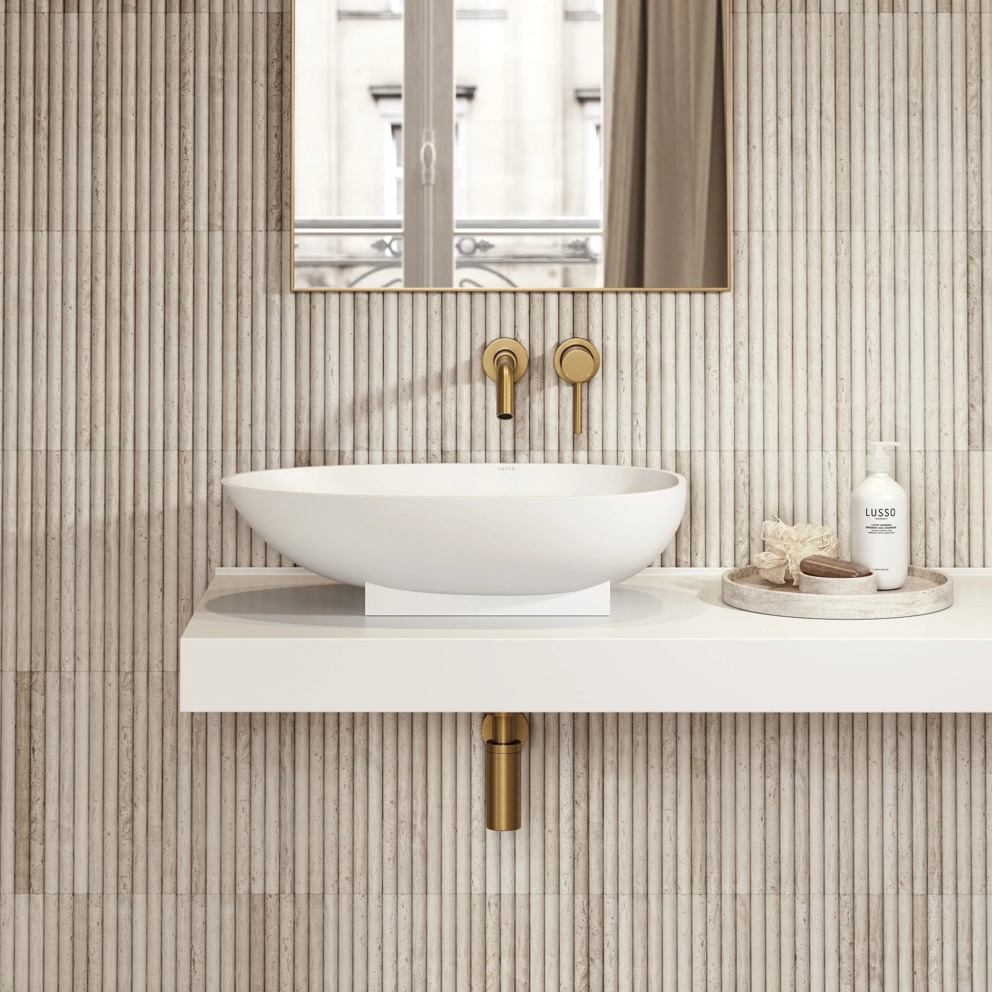 Nagisa travertine mosaic installation