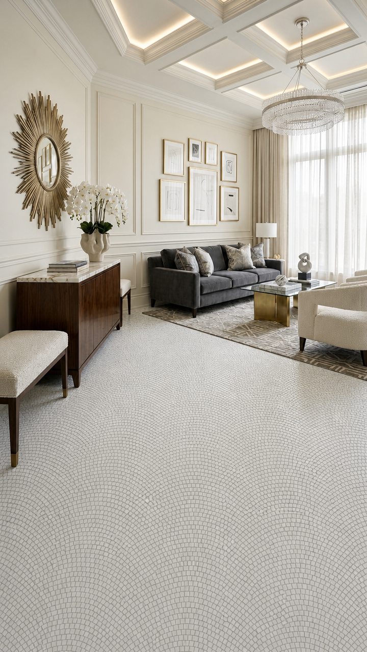 Pallazzo marble mosaic installation render